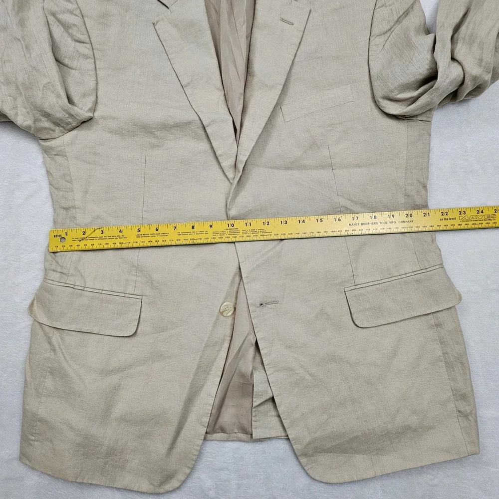 Saddlebred Blazer Mens 42S Beige Linen Two Button Coastal Old Money Preppy